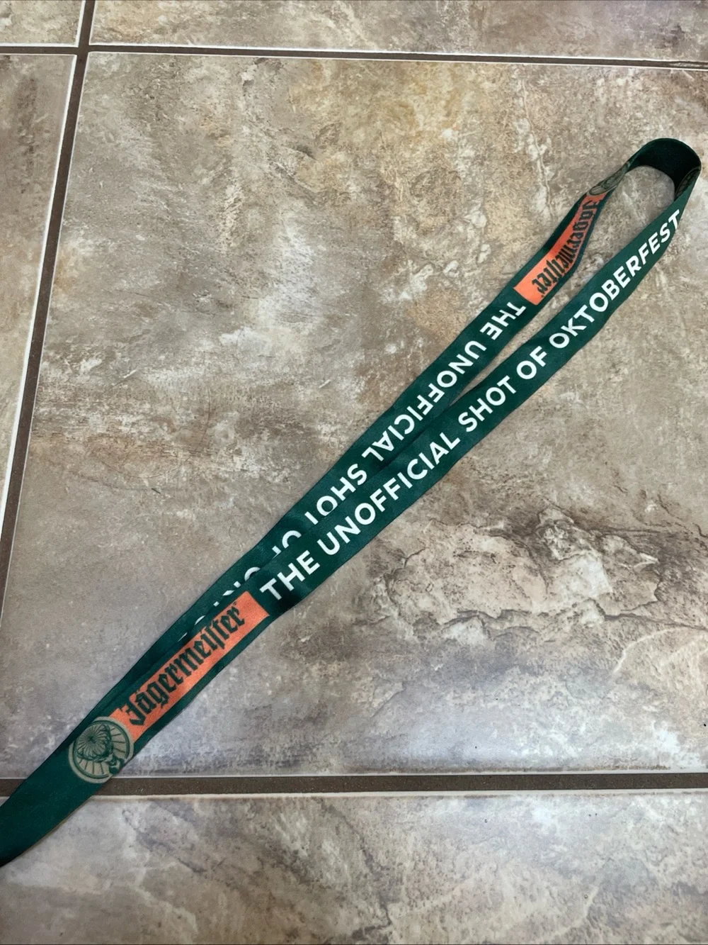 Jagermeister Green and Orange Lanyard with Clear Shot Glass Holder